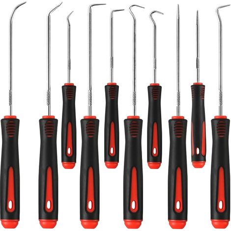 Set mit 10 Präzisionshaken, Montageeisen, Nagelheber, mit rutschfestem Griff für O-Ringe, O-Ringe, Werkzeugsatz zum Entfernen von Autoschläuchen und Dichtungen (1/5)