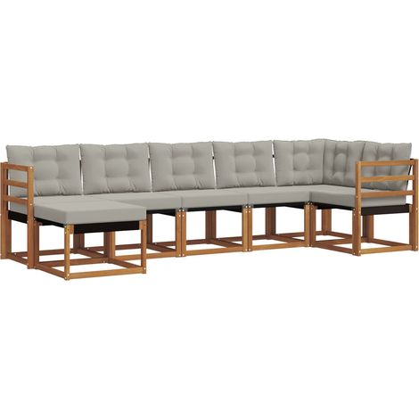 Conjunto de sofás de exterior 7 pcs Gris Natural y Claro vidaXL (1/5)