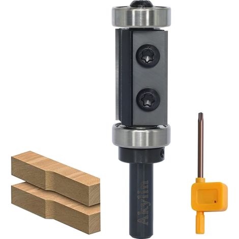 Fraise à affleurer réversible - Tige de 8 mm - Lame interchangeable en carbure de tungstène - 2 côtés - Fraise à affleurer avec roulement à billes - Fraise à bois pour le traitement des bords (1/5)