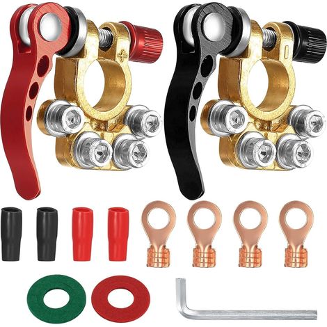 Conector de terminal de batería para automóvil, extremo de cable de cobre puro, clip de terminal superior, polos positivo y negativo, aplicable a accesorios para automóviles, autocaravanas y yates. (1/5)
