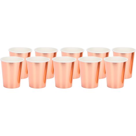 20pcs Paper Cups Drinking Compostable Cup Recyclable Juice Cup for Party Coffee TeaRose Gold (1/5)