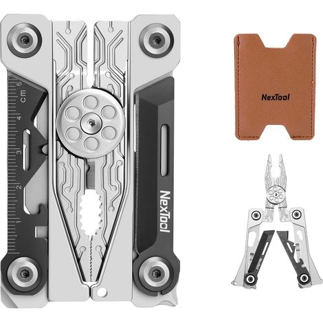 Folding Credit Card Multitool Wallet, 20-in-1 Stainless Steel Tool Card Wallet with Pliers, Knife, Bottle Opener, Hex Wrench, Compact, EDC Tools