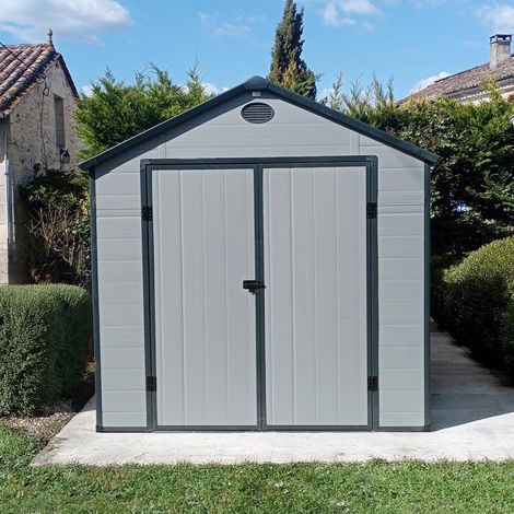 Abri Jardin Résine 5,32m2 Anthracite Kit Ancrage Jôbu (1/5)
