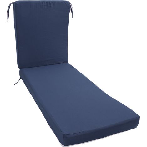 GARRYFIZH Coussin de chaise longue avec attaches, amovible, résistant à la pluie, ne se décolore pas, remplacement pour plage, Patio extérieur, bleu marine