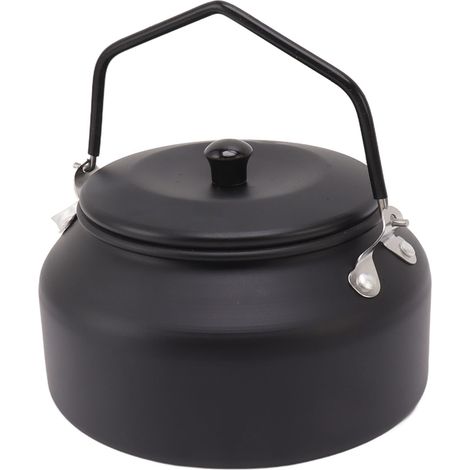 Bouilloire de camping 0,9 L, multifonctionnelle, en alliage d'aluminium de qualité alimentaire, portable, pour le camping, les pique-niques et la randonnée, noir mat (1/5)