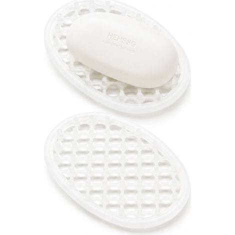Lot De 2 Porte-Savons Auto-Drainants, Support Savon en Silicone Antidérapant pour Lavabo De Salle De Bain Et Plan De Travail De Cuisine, Plateau À Savon pour Niche De Douche, Étagère Et Baignoire (1/5)