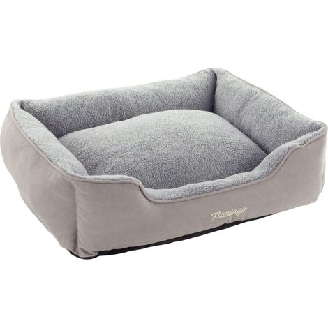Panier pour Chien Rectangle Gris - 80x67x22cm - Passepoil - Housse Amovible - Lavable - Fond antidérapant (1/2)