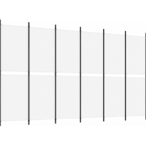 Paravent Cloison de séparation 6 panneaux, Pour Jardin, Balcon, Terrasse Blanc 300x180 cm Tissu OIB2491E (1/5)