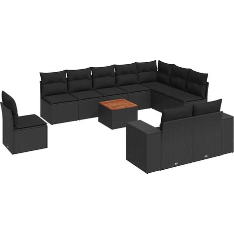Maison Exclusive - Set de sofás de jardín 11 pzas y cojines ratán (1/3)