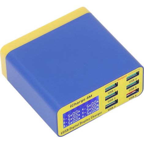 Chargeur USB 6 Ports Rapide avec Écran LED, Compatible Téléphone et Ordinateur, 100‑240V Prise Européenne (1/5)