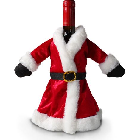 Housse de bouteille de vin Père Noël - 24 cm, motif pull festif, décoration de table et porte-bouteille pour les fêtes, cadeau idéal pour les hôtes (1/5)