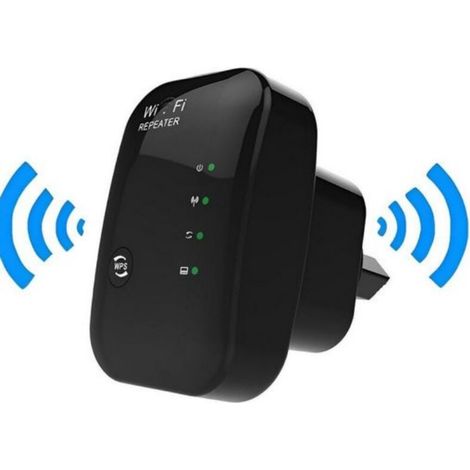 Kompakter schwarzer WLAN-Repeater, Wi-Fi-Signalverstärker, mit Ethernet-Kabel, 8 x 5,3 x 5,1 cm, Plug & Play (1/5)