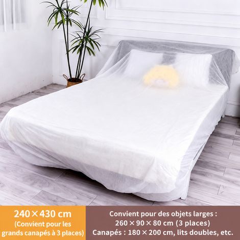 Housse de protection anti-poussière grand canapé 3 places non-tissé blanc 240 x 430 cm lot de 2 430cm 2 réf 5831 1 × 1 × 1 cm 440 g – Livraison gratuite