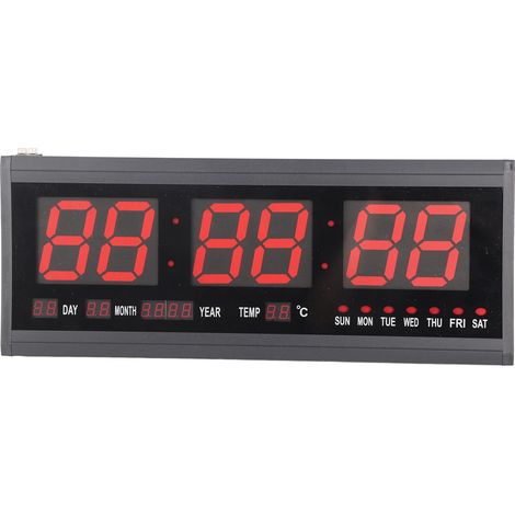 Großer digitaler Wandtimer mit Jumbo-LED-Anzeige, Wecker, Kalender und Temperaturanzeige (rot) (1/5)