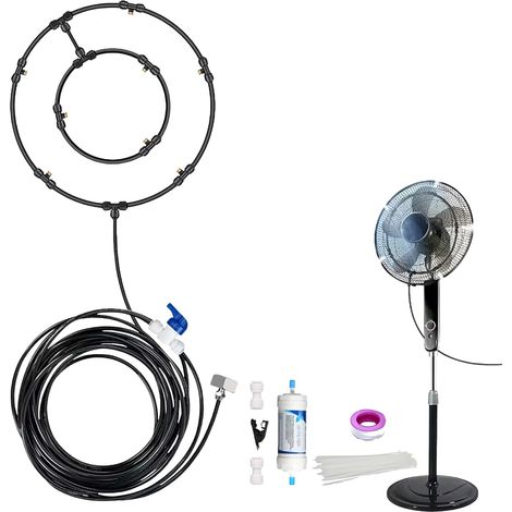 Kit di nebulizzazione per esterni con ventilatore, sistema di nebulizzazione per esterni, sistema di raffreddamento a nebulizzazione per patio, cortile e balcone. (1/5)