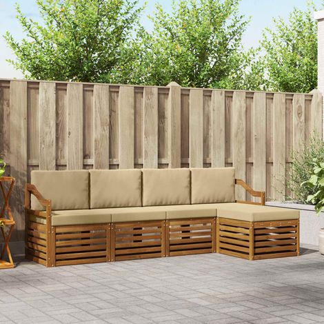 Sofagarnituren 5 pcs Natur und Beige Massivholz Akazie (1/5)