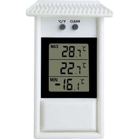 Termómetro Ulisem para jardín, termómetro para interiores y exteriores, termómetro para refrigerador, termómetro digital para invernadero, termómetro digital con pantalla de mínimos y máximos. (1/4)