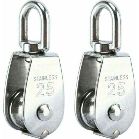 Lifting Pulley, Single Pulley in 304 Stainless Steel, M25 Single Pulley, 150kg Load Capacity, Pack of 2 (1/4)
