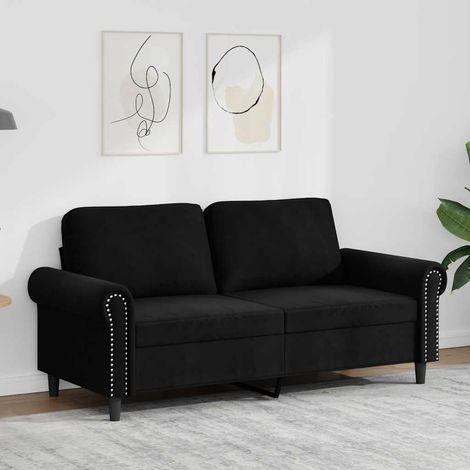 2-Sitzer-Sofa Schwarz 140 cm Samt