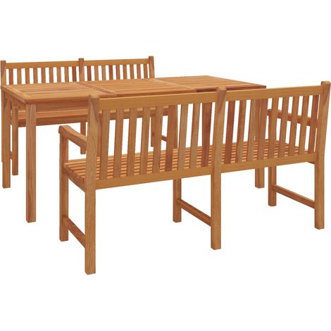 Ensemble à dîner salon de jardin meuble d'extérieur 3 pièces bois de teck massif (1/5)