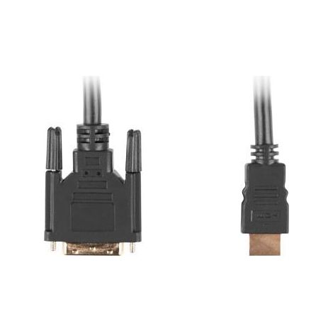 Câble adaptateur Lanberg HDMI(M) - DVI-D(M)(18+1) 1,8 m, liaison simple, contacts plaqués or, noir (1/2)