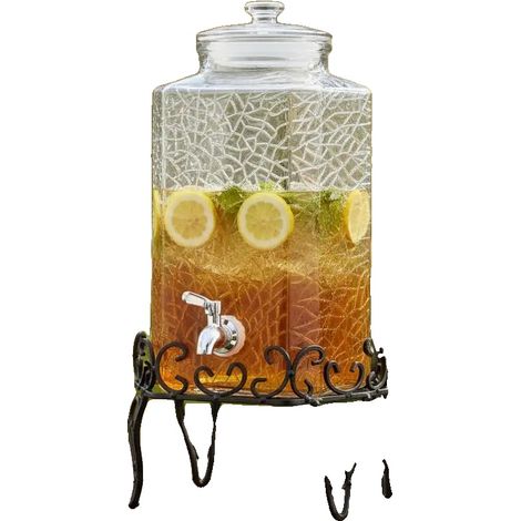 Distributeur de boissons, capacité de 10L, design en verre élégant, vert armée (1/2)