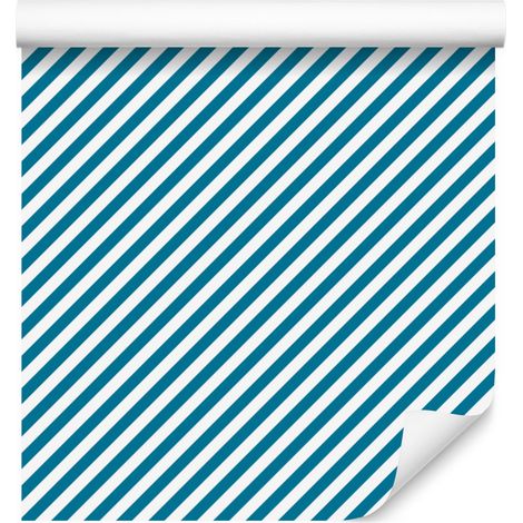 Gestreifte Tapete, türkisfarbener Hintergrund, türkisfarbene Akzente für Wohn- und Schlafzimmer, 50 x 1000 cm (1/5)