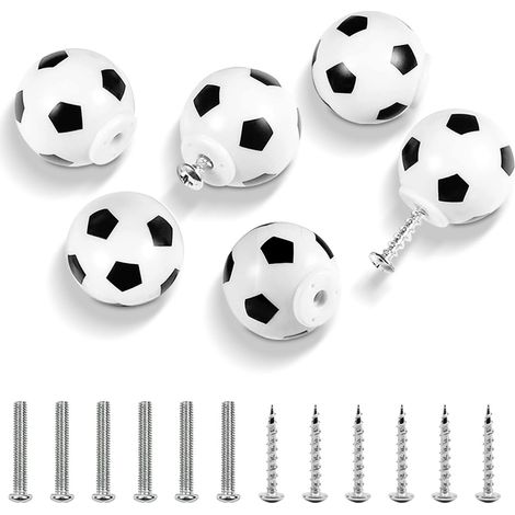 BEBUSINGOTO 6 Stück Fußball-Schubladenknöpfe, dekorative Möbelknöpfe, Kommodengriffe für Kinder und Sportfans