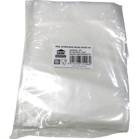 PAQUETE 50 BOLSAS VACIO 25X35CM GARHE