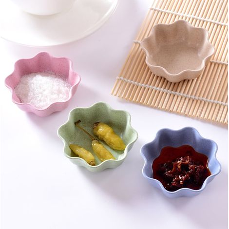 Saucier Ceramique - Forme Coeur et Rond - Pour Sauce, Assaisonnement, Apéritif, Sushi - Lot de 4 Pièces (1/5)