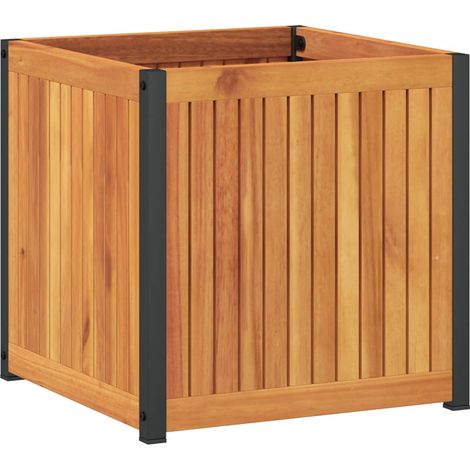 Fioriera rialzata per aiuola giardino terrazza 45 x 45 x 44 cm legno massello di acacia e acciaio marrone 020037605