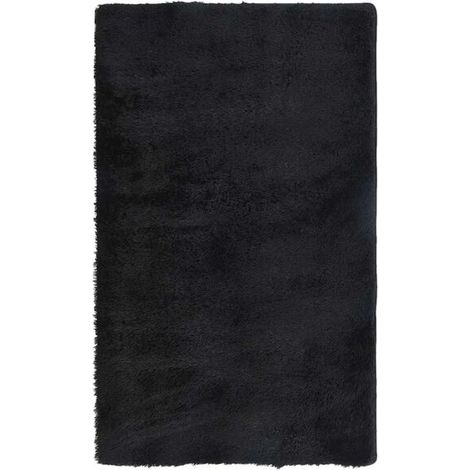 Tapis NAVARRA noir à poils longs 60 x 100 cm en polyester (1/5)