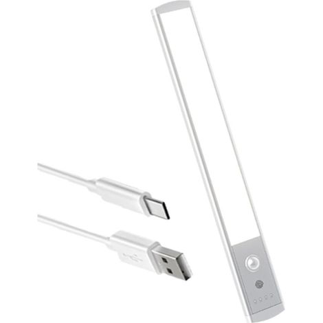 (32 cm lumière blanche) Éclairage sous meuble, bande LED avec détecteur de mouvement, lumière magnétique rechargeable, bande ultra-mince – parfait pour les étagères, les couloirs, les cuisines.