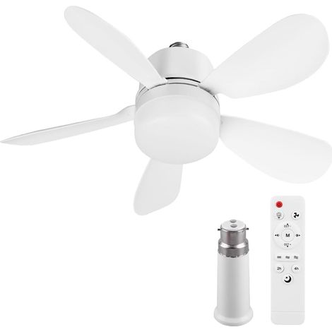 Ventilateur de Plafond avec Lumière et Telecommande, E27/E26 Lampe de Ventilateur LED Dimmable Plafonnier Timing, 5 Pales, Silencieux, 3 Vitesses, pour Salon, Bureau, Dortoir, Chambre (52cm+B22) (1/5)