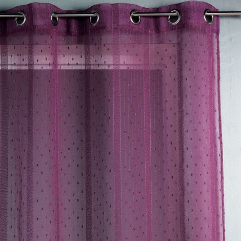 Voilage tissé à fines rayures filetées Prune 300x240 cm