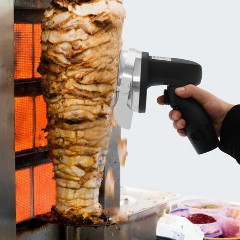 Elektrisches Kebabmesser Kabellos – Ideal Für Zuhause & Camping Kebab Schneider Kabellos Elektrisch 80W Döner Gyros Schneider 1-8mm (1/5)