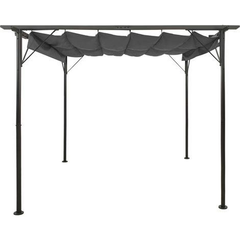Tonnelle Barnum de Jardin, Pavillon, Pergola, Tente de jardin, avec toit rétractable Anthracite 3x3 m Acier 180 g/m² OIB9336E (1/5)