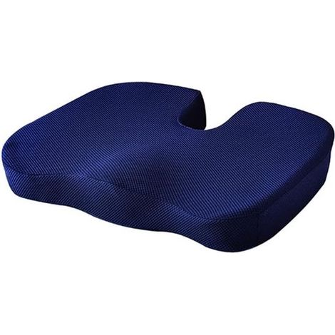 Cojín lumbar para oficina, juego de cojines lumbares de espuma viscoelástica de rebote lento, cojín lumbar para asiento, protección lumbar para la columna vertebral (Color: Azul) (1/4)