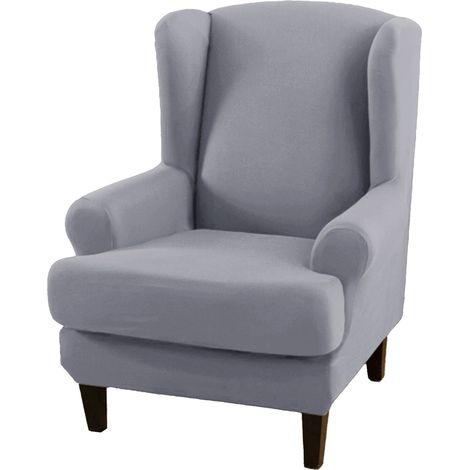 Housse de chaise Ander Online Modèle universel Housse intégrale style rétro américain Gris clair pour fauteuil (1/4)