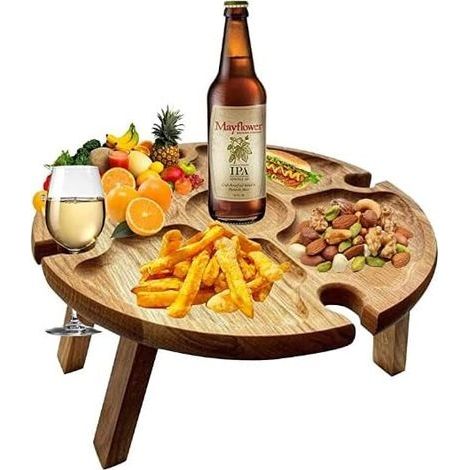 Table de Pique-Nique Portable Pliante, Table de Camping Légère Pliable en Plein Air 30 cm Petite Table de Pique-Nique en Bois pour Fête, Plage, Jardin, Camping, Barbecue, Voyage (1/5)
