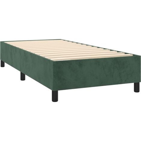 Somier de láminas sobre patas estructura de cama 90x190 cm tela terciopelo verde oscuro TDL0206874