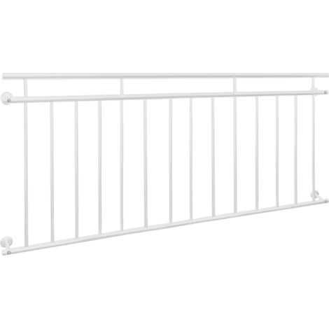 Ecd Germany – Balustrade extérieure 90x184 cm – Acier peint par poudrage – Blanc mat et rugueux – 14 barreaux de remplissage – Garde-corps de balcon (1/7)