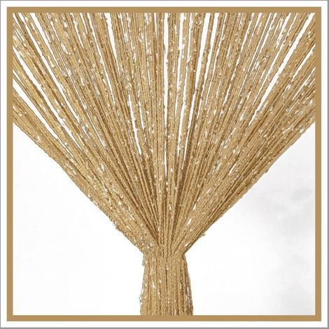 String Curtains for Doors Sparkle Beaded Curtains Door Sparkle Beaded Curtain Open Closet Hanging Linen Hippie Sparkle Beads Window Panel for Girls (Champagne, 39"×79" in)