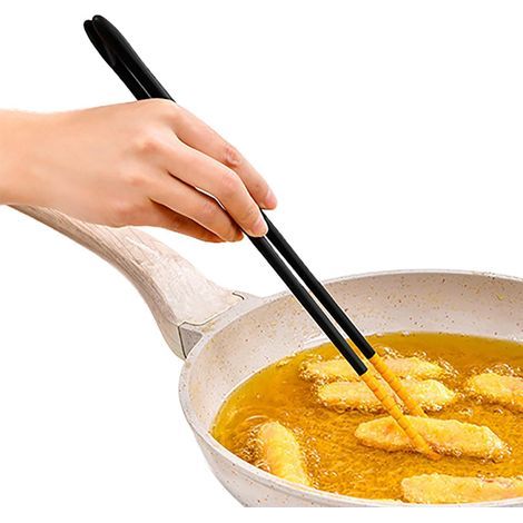 Longues baguettes de cuisine anti-brûlure résistantes à la chaleur en silicone antidérapant pour hotpot, frire tempura, viande grillée (1/5)