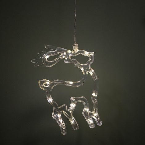 19cm Battery Operated Light up Christmas Reindeer Window Decoration with Warm White LEDs (1/5)