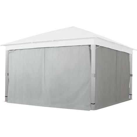 Rideaux (set de 4 toiles) pour tonnelle de jardin TOOLPORT Sunset Premium 4x4 m gris perle (1/5)