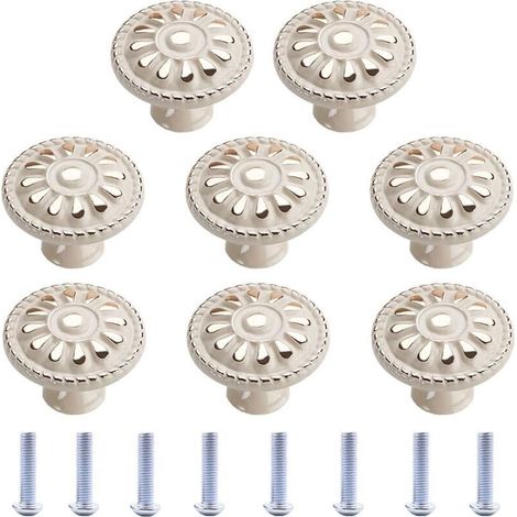 Bouton de meuble, lote de 8, poignée de tiroir ronde, boutons de meuble, poignée de tiroir, poignée de meuble, poignée de tiroir de cocina, poignées de porte, bouton de meuble vintage blanc