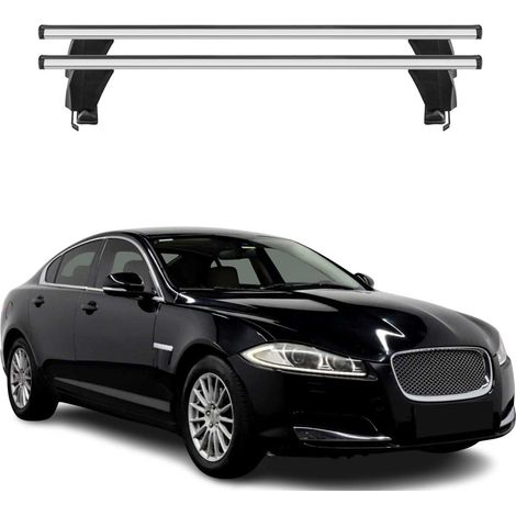 OMAC Dachträger Querträger Alu für Jaguar XF X250 2008-2015 – Abschließbar – T-Nut – City-Crash-getestet – Max. 50 kg Silber (1/5)