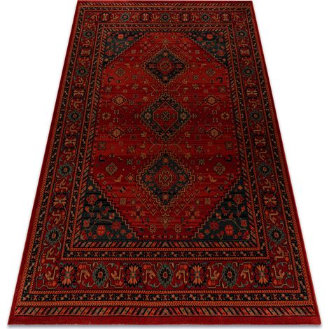 Wollteppich KASHQAI 4345 300 orientalisch, Rahmen rotwein  red 80x160 cm