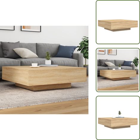 The Living Store Table basse chêne sonoma 100x100x31 cm bois d'ingénierie - Table basse chêne sonoma (1/5)